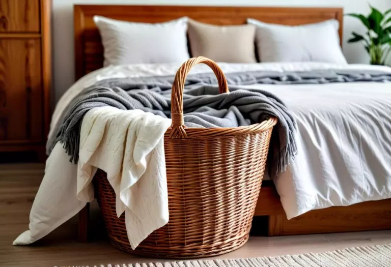 Kosze wiklinowe, jako designerskie dodatki do sypialni